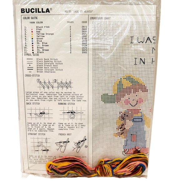 Vintage Bucilla Counted Cross Stitch Kit "Made in Heaven" New/Sealed - Picture 4 of 5